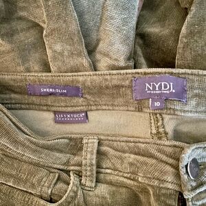 NYDJ Sheri Slim Green Corduroy Pants